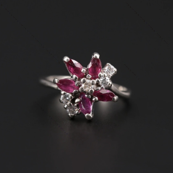 Jewelry - 14KP White Gold Diamond and Ruby Ring